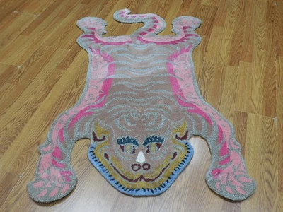 Tibetan Tiger Bengal Rug Shape Handmade Kids Boho Rug Aesthetic Rug 3x5 Ft - Image 1 of 4