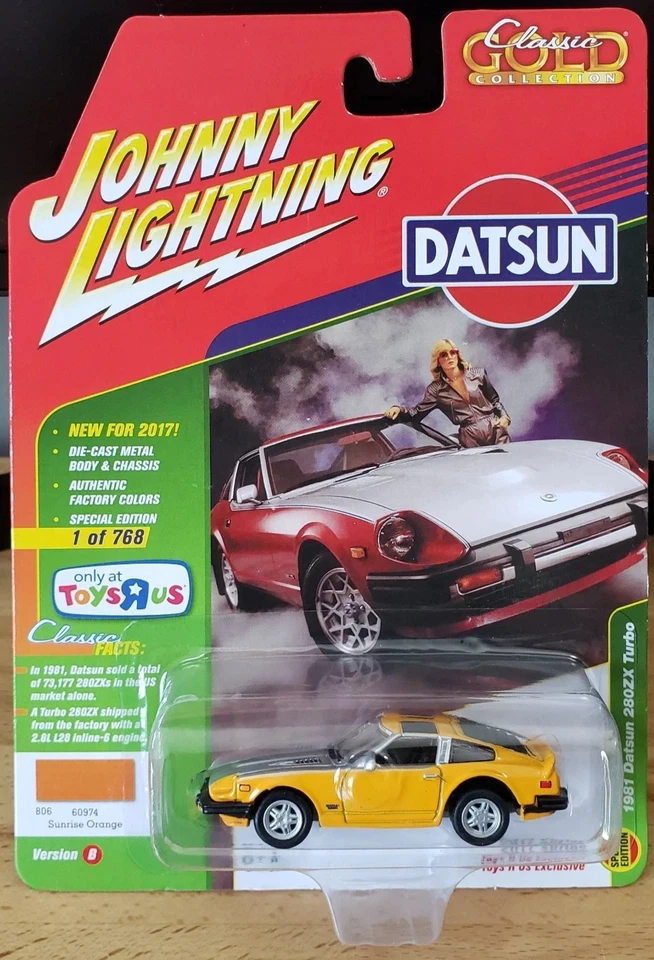 Johnny Lightning 1981 Datsun 280ZX Turbo Classic Gold Toys R Us Limited 1 of 768 - Image 1 of 4