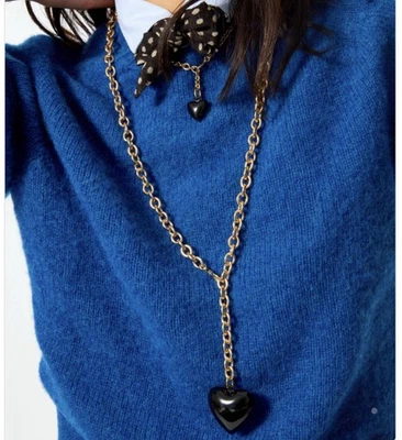 ROXANNE ASSOULIN El Gran Corazón Hinchado Dije Collar Dorado/Negro Foto 1 de 4