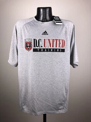 Men's Adidas Climalite D.C. United Gray Performance Short Sleeve Tee Shirt NWT L - Image 1 of 4