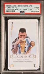 Lionel Messi 2024 Panini Mc Donald's Argentina Campeones del Mundo PSA 9 POP 1 - Zdjęcie 1 z 2