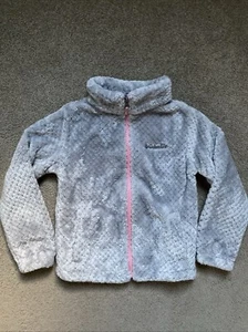 Girls Columbia Size XS (6/6X) Gray Fleece Zip Up Jacket Soft & Cozy - Picture 1 of 10