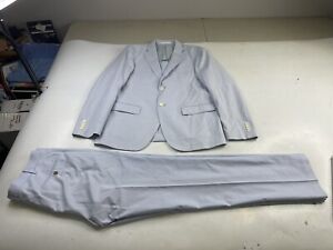 Uniqlo Men’s Seersucker Suit Size Large Jacket Pants Size 34x34 Cotton Two Piece