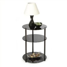 Convenience Concepts Designs2Go Classic Glass 3 Tier Round Accent Table in Black
