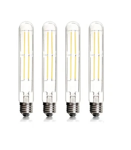 Tubular T10, Dimmable Warm White 2700K, E27 LED Bulbs, 8W Equal 80 Watt. 4 Pack - Picture 1 of 17