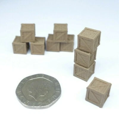 Holzkisten - Spur OO - Maßstab 1:76 - 10 Stück Eisenbahn Landschaft UK Beena