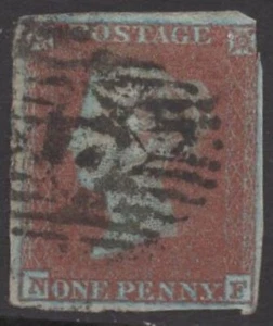 QV 1841 1d Red Imperf - 4 Margins - NF - Used As Scan - Ref: 1405 - Picture 1 of 2