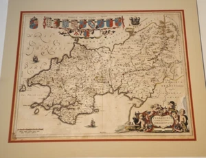 c. 1650 BLAEU ANTIQUE ORIG. MAP PEMBROKESHIRE WALES UK HAND COLOR SEA CHART - Picture 1 of 8