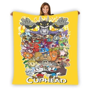 New! Cuphead Characters Soft Warm Single-Side Printing Flannel Fleece Blanket - Picture 1 of 3