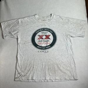 Vintage 90s Dos Equis Cerveza Mexicana Cancun T-Shirt Herren XL Mexican Beer Grau - Bild 1 von 10
