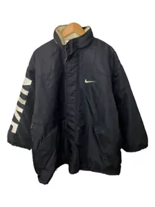 NIKE altri anni 90 argento targhetta imbottita blouson L nylon nero retro ricamo usato - Foto 1 di 4