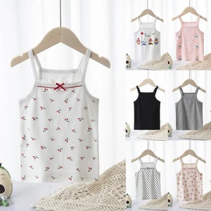 Girls Sleeveless Tank Top Cute Cartoon Print Breathable Soft Comfortable Casual - Picture 1 of 45