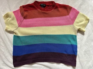 New Look Womens/Girls Rainbow Striped Crop Top ~ Small - Picture 1 of 3