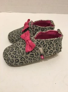 Surprize By Stride Rite Jessica Grey Girl Animal Print Bow Soft Size 12-18m - Picture 1 of 11