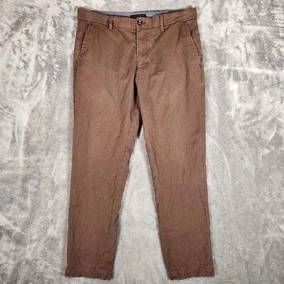 Pantalones Banana Republic Para Hombre 35X28 (Etiqueta 33X30) Marrón Masón Chino PEQUEÑO AGUJERO Foto 1 de 4