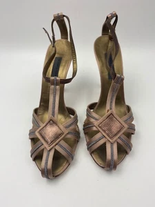 Women's Designer Alberta Ferretti 90s Vintage Strappy Sandals | Dusty Rose Satin - Picture 1 of 14