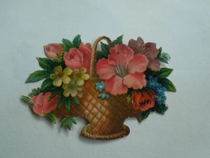 Découpis. Chromo. Fleurs. Panier. Roses  Hibiscus.   CL34        - Imagen 1 de 1