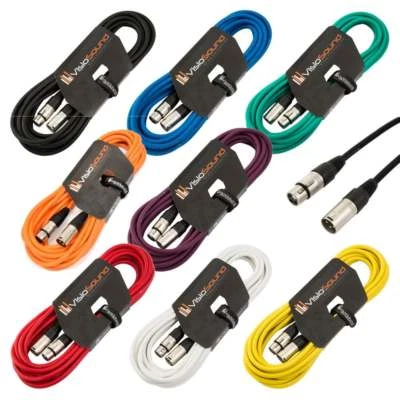 Male to Female XLR Mic Lead / Balanced Microphone / Mic Patch Cable / 8 Colours
