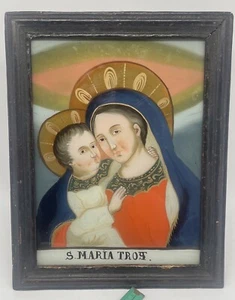 Hinterglasbild: Maria Trost, Gnadenbild, süddeutsch, Mitte bis Ende 19. Jhrdt. - Bild 1 von 19