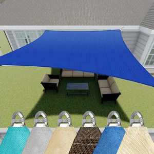 Outdoor Sun Shade Sail Rectangle Shelter Canopy Cover w/ Steel Wire Yard Garden - Picture 1 of 71