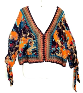 Free People Woman XS Midriff Top Catch Me If You Can Button Boho Peasant Hippie - Picture 1 of 11