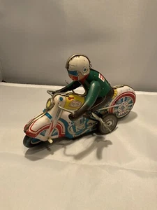 Vintage Motorcycle Bike Wind Up Toy Litho Toy MS 702 Made in China - Picture 1 of 7