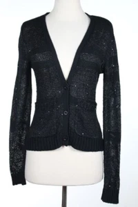 Cárdigan superior suéter talla S negro metálico lentejuelas - Imagen 1 de 5