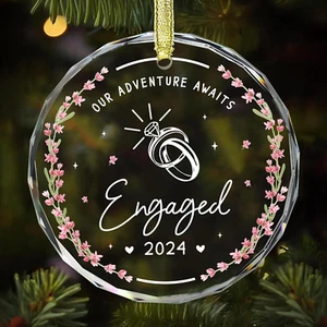 Glass Engaged Christmas Ornament 2024 - Christmas Engagement Gift for Co - Picture 1 of 12