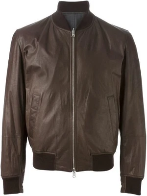 $6500 Brunello Cucinelli Mens Reversible Brown Leather Jacket Medium - Image 1 of 4