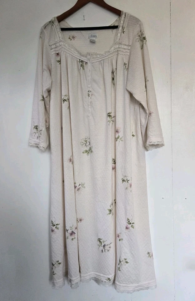 Camisón vintage Aria para mujer 1X vestido floral de algodón mangas largas cottagecore Foto 1 de 4