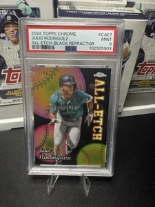2024 Topps Chrome - All-Etch Black Refractor Julio Rodriguez #CAE-7 3/10 - Picture 1 of 3