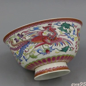 Chinese Antique Qing Dynasty Dragon and Phoenix Bowl Rice Bowl Antique - Picture 1 of 8