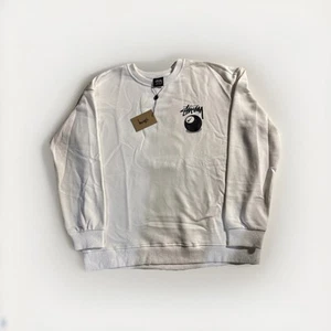 Stussy Shirt Crewneck Nike 8 Ball Sweatshirt White Size X-Large NWT Double Sided - Picture 1 of 6