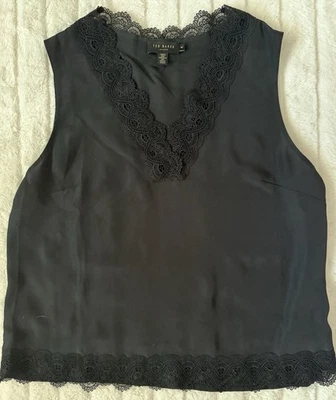 Ted Baker London Mallina Lace Border Camisole Tank Top Black Women’s Size 4 EUC - Image 1 of 4