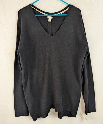 Nuevo Suéter Bisagra Talla L Negro Cuello en V Mangas Largas Abertura en la Espalda Mujer 1127 Foto 1 de 4