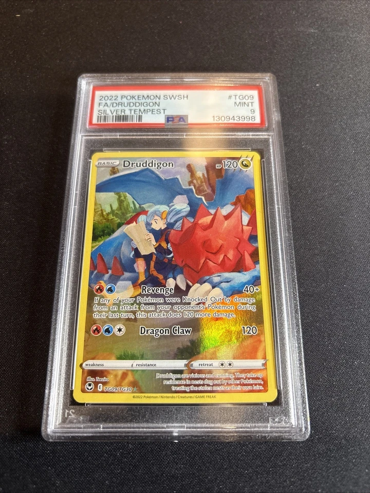 Pokemon 2022 SWSH Silver Tempest Druddigon #TG09 Full Art PSA 9 - Image 1 of 2