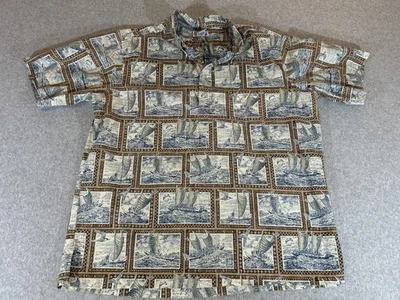 Reyn Spooner Shirt Mens XL Button Hawaiian Aloha Nautical Sailing Boats Camp VTG - Image 1 of 4