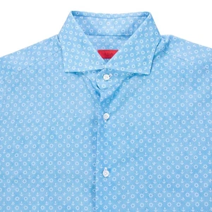 ISAIA Napoli Herren L 16,5 blau maritim Anker Print Baumwolle Lueca Mix LS Hemd - Bild 1 von 11