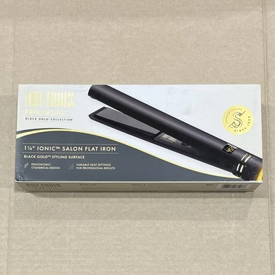 Hot Tools Pro Artist 1-1/4" Ionic Salon Flat Iron Black Gold Collection - Image 1 of 2