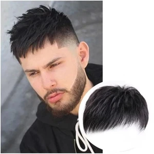 Natural Men's Wig Patch Breathable Men Wig Piecees Thick Human Hair Toupee - Picture 1 of 12