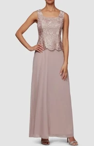 Nuevo con etiquetas Vestido Formal Alex Evenings Petite Sin Mangas Bordado Talla 8 DO4 - Imagen 1 de 2