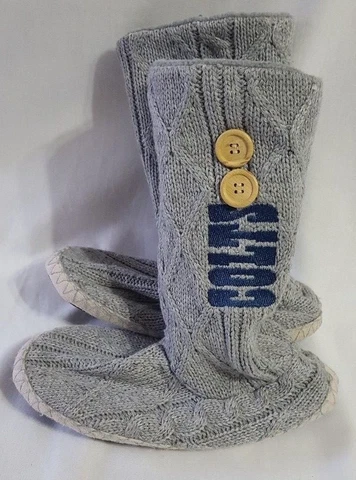 New Women Gray Cable Knit Sweater NFL Indianapolis Colts Boot Slipper Booties XS Cover