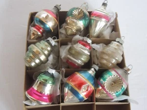 9 Adornos Retro Navidad Vidrio Atómico MCM De Colección Decoración Árbol Tornado OVNI - Imagen 1 de 8