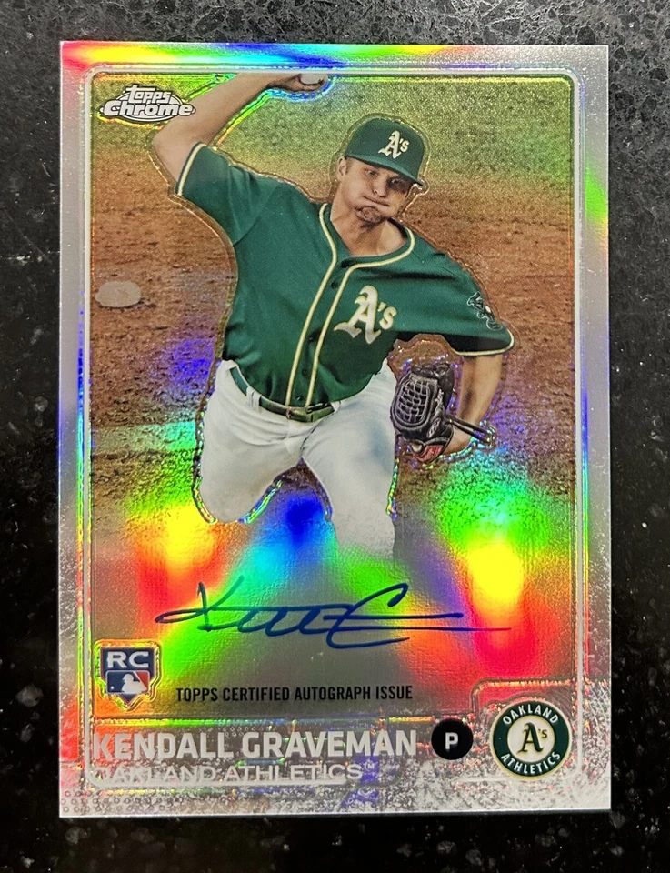 2015 Topps Chrome Kendall Graveman Rookie Refractor Auto 049/499 #AR-KG  A's RC - Image 1 of 2