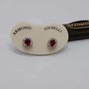ARMONIE GIOIELLI Boucles D'Oreilles or Blanc 18KT Avec Rubis et Diamants (0544) - Bild 1 von 12