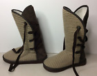 MukLuks Fabric Boots Lace Up Women's Size 7 Brown Beige New