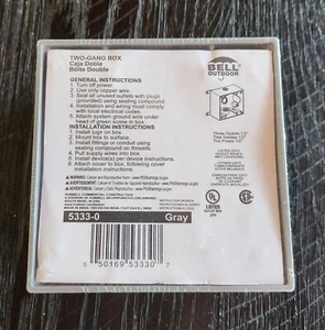 5333-0 Hubbell 2-Gang Weatherproof Box, Three 1/2 in. Threaded Outlets, Gray - Picture 1 of 2