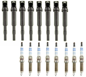 BOSCH Ignition Coil Spark Plug Kit Set Of 8 for BMW 550i 650i 750i xDrive X5 X6 - Picture 1 of 5