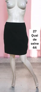 27 Quai de Seine Taille 44 💕 Superbe jupe doublée noire coton élastane - Imagen 1 de 3