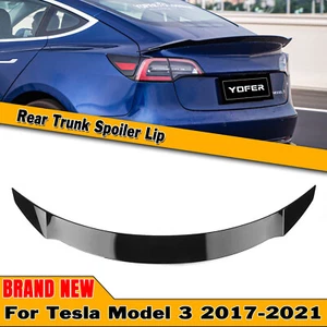 Gloss Black Rear Trunk Spoiler Wing Lip For Tesla Model 3 2017-2023 YOFER Style - Imagen 1 de 12